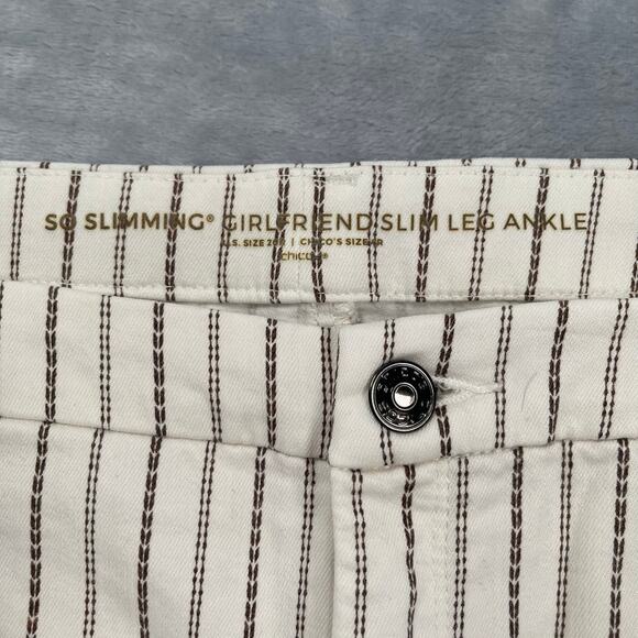 Chico's Jeans Womens 4R / US 20 So Slimming Textured Stripe Girlfriend Ankle - Picture 3 of 16